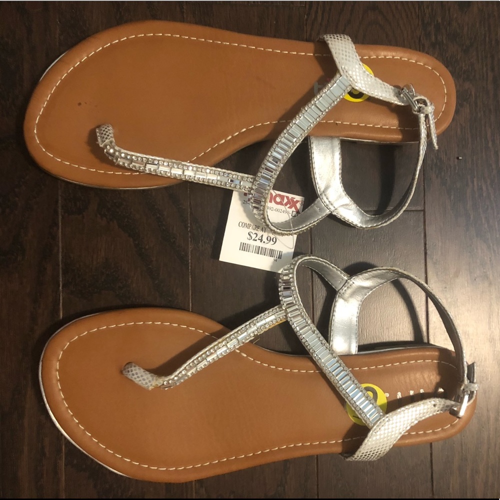 Silver and clear crystal sandals